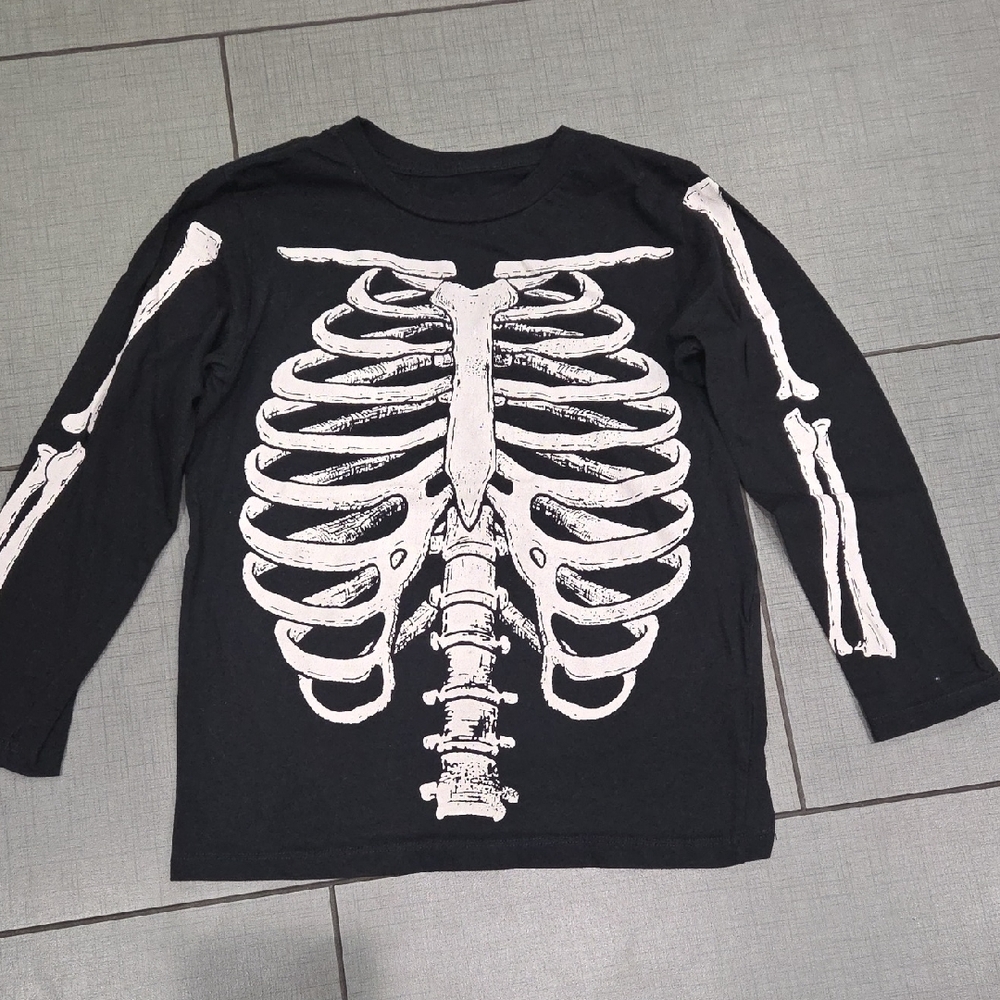 Glow In The Dark Black Skeleton Long Sleeve Tee